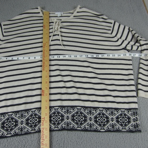 J. Jill Sweater womens Plus 2X Nautical Striped Lace up Long Sleeve Navy Blue - Picture 7 of 15